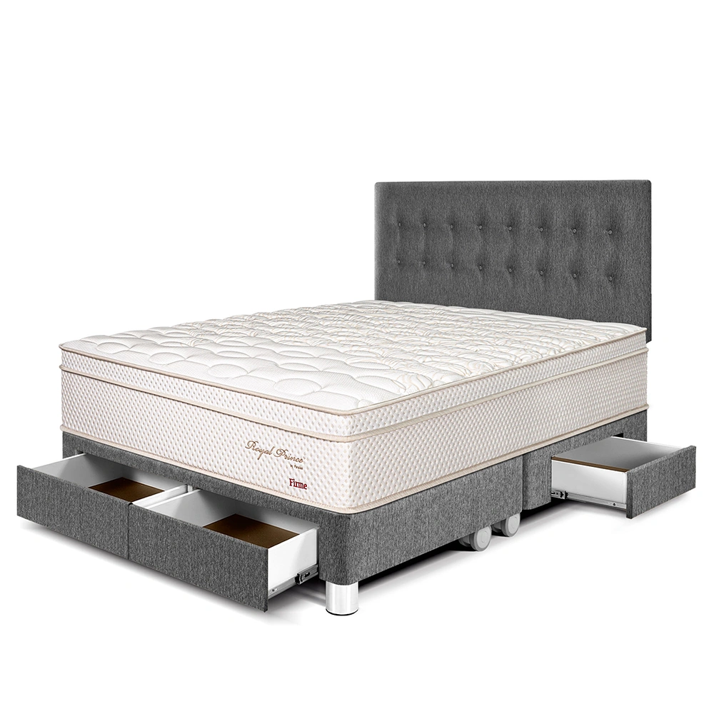 DORMITORIO CON CAJONES PARAÍSO ROYAL PRINCE KING GRIS + 2 ALMOHADAS VISCOELÁSTICAS - 1