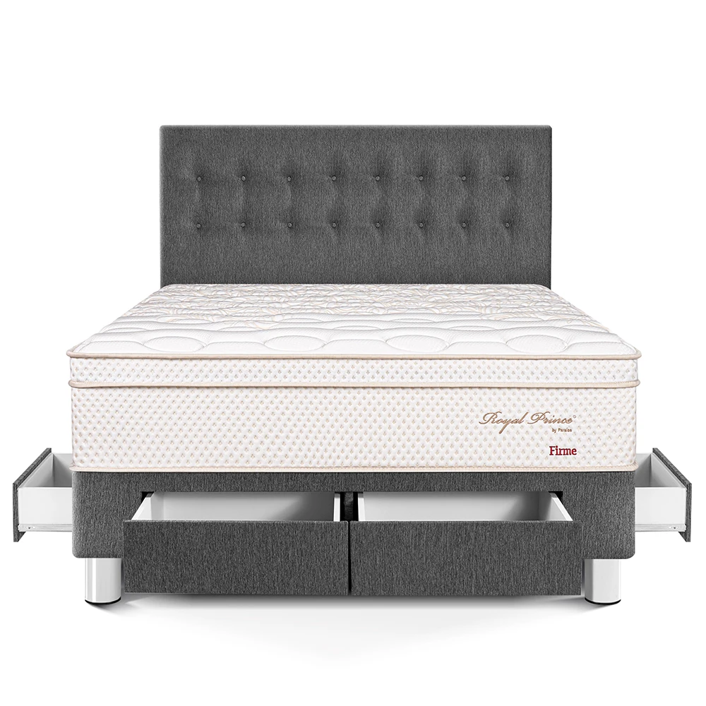 DORMITORIO CON CAJONES PARAÍSO ROYAL PRINCE KING GRIS + 2 ALMOHADAS VISCOELÁSTICAS - 3
