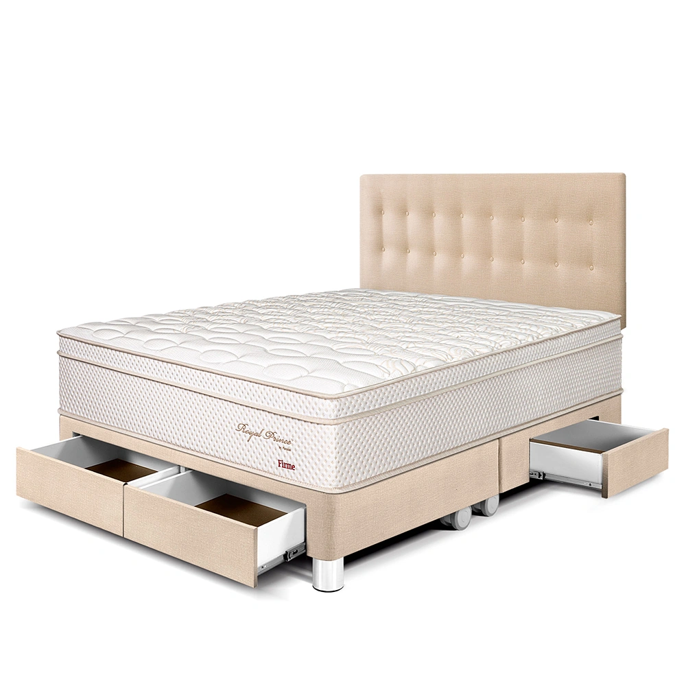 DORMITORIO CON CAJONES PARAÍSO ROYAL PRINCE KING CHAMPAGNE + 2 ALMOHADAS VISCOELÁSTICAS - 1