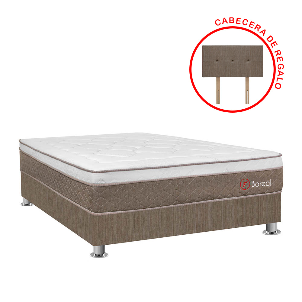 CAMA AMERICANA FORLI BOREAL POCKET SS 2 PLAZAS BLANCO + CABECERA DE REGALO - 1