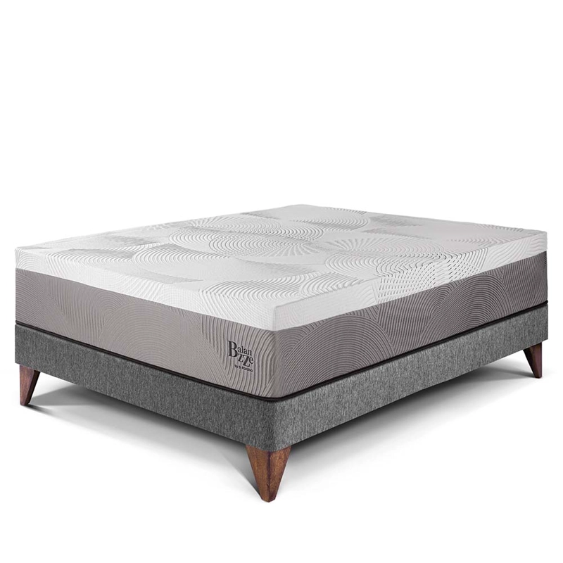 CAMA EUROPEA PARAÍSO BALANZZE 2 PLAZAS GRIS + 2 ALMOHADAS VISCOELÁSTICAS - 1