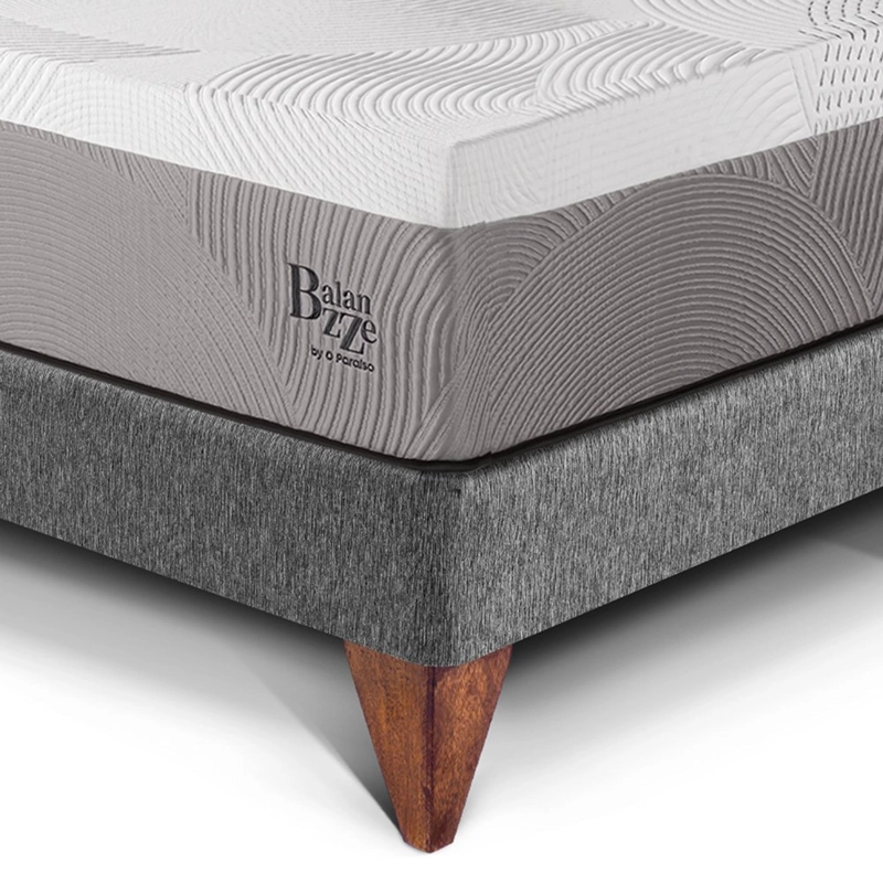 CAMA EUROPEA PARAÍSO BALANZZE QUEEN GRIS + 2 ALMOHADAS VISCOELÁSTICAS - 2