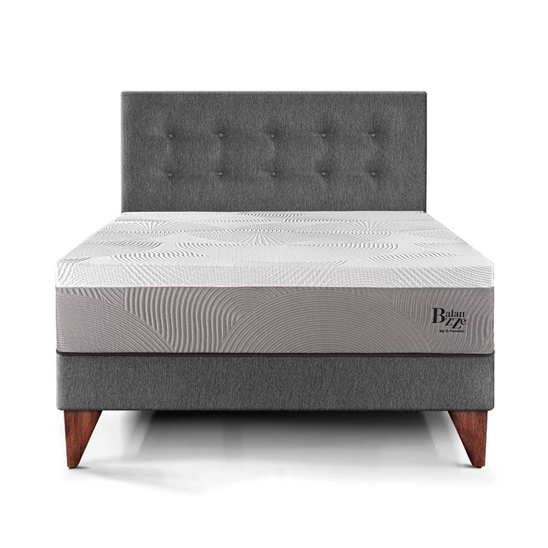 DORMITORIO EUROPEO PARAÍSO BALANZZE 2 PLAZAS GRIS + 2 ALMOHADAS VISCOELÁSTICAS - 3