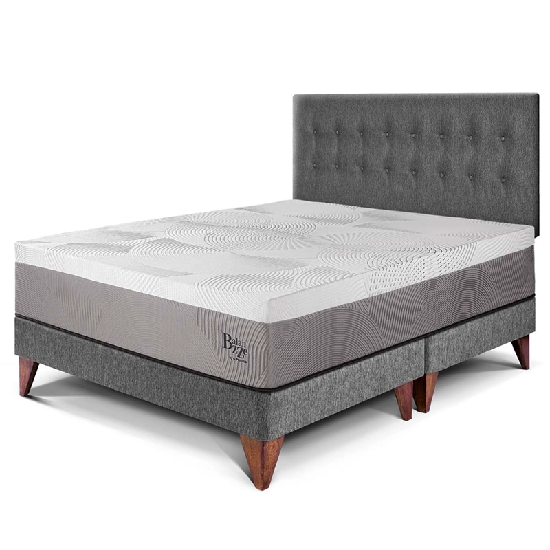 DORMITORIO EUROPEO PARAÍSO BALANZZE KING GRIS BIPANEL + 2 ALMOHADAS VISCOELÁSTICAS - 1