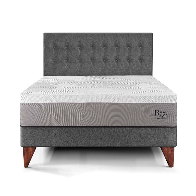DORMITORIO EUROPEO PARAÍSO BALANZZE KING GRIS BIPANEL + 2 ALMOHADAS VISCOELÁSTICAS - 3