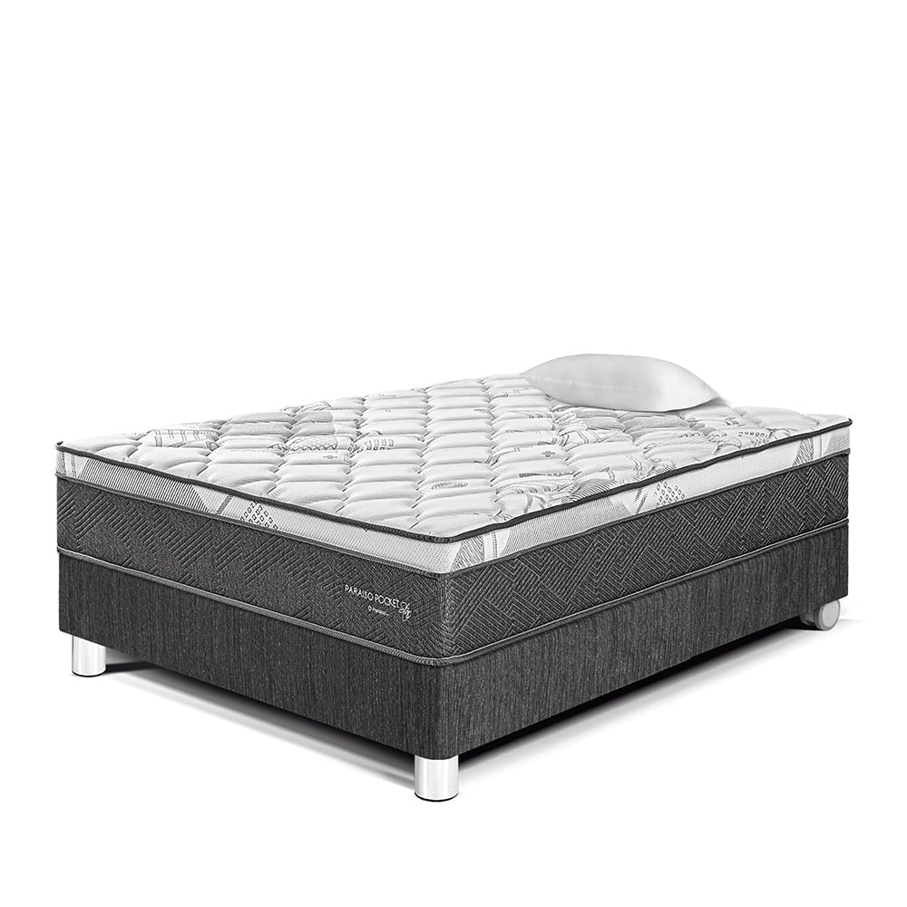 CAMA AMERICANA PARAÍSO POCKET STAR 1.5 PLAZAS CHARCOAL + 1 ALMOHADA + PROTECTOR - 1