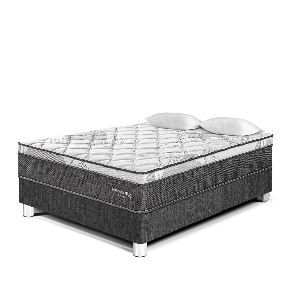 CAMA AMERICANA PARAÍSO POCKET STAR 2 PLAZAS CHARCOAL + 2 ALMOHADAS + PROTECTOR - 1