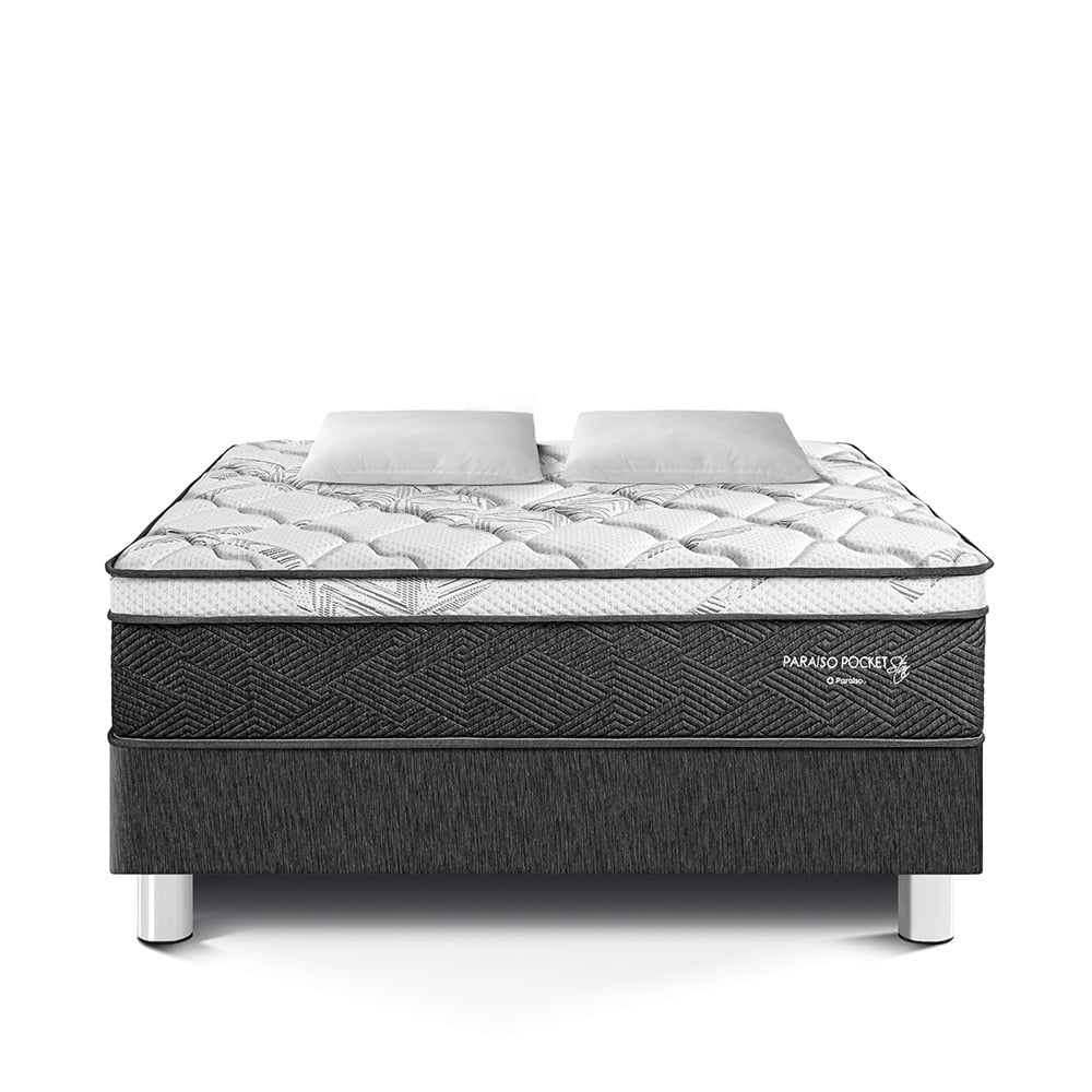CAMA AMERICANA PARAÍSO POCKET STAR 2 PLAZAS CHARCOAL + 2 ALMOHADAS + PROTECTOR - 3