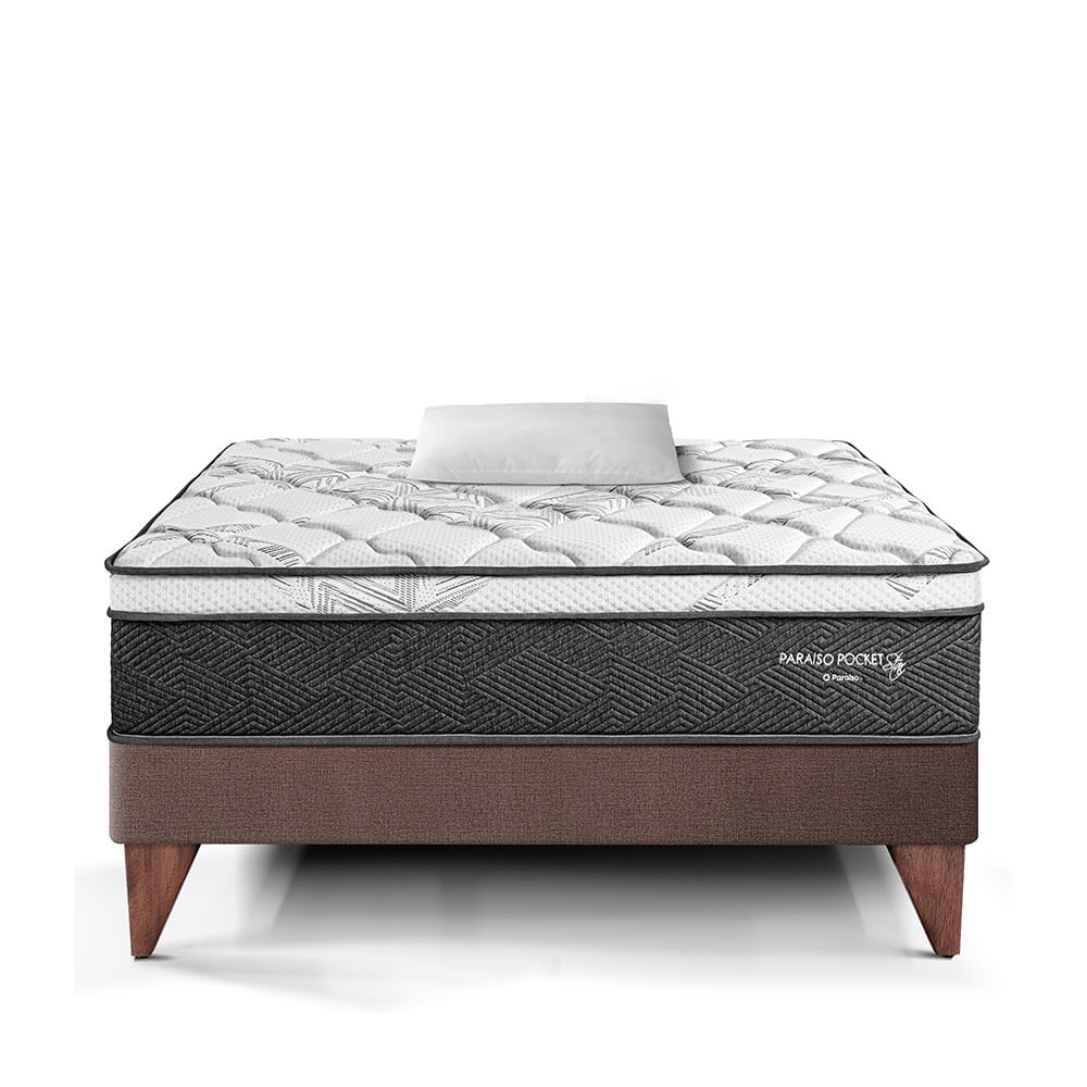 CAMA EUROPEA PARAÍSO POCKET STAR 1.5 PLAZAS CHOCOLATE + 1 ALMOHADA + PROTECTOR - 3