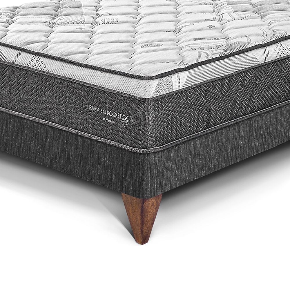 CAMA EUROPEA PARAÍSO POCKET STAR 1.5 PLAZAS CHARCOAL + 1 ALMOHADA + PROTECTOR - 2
