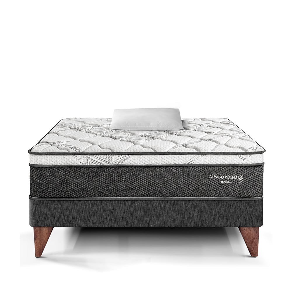 CAMA EUROPEA PARAÍSO POCKET STAR 1.5 PLAZAS CHARCOAL + 1 ALMOHADA + PROTECTOR - 3