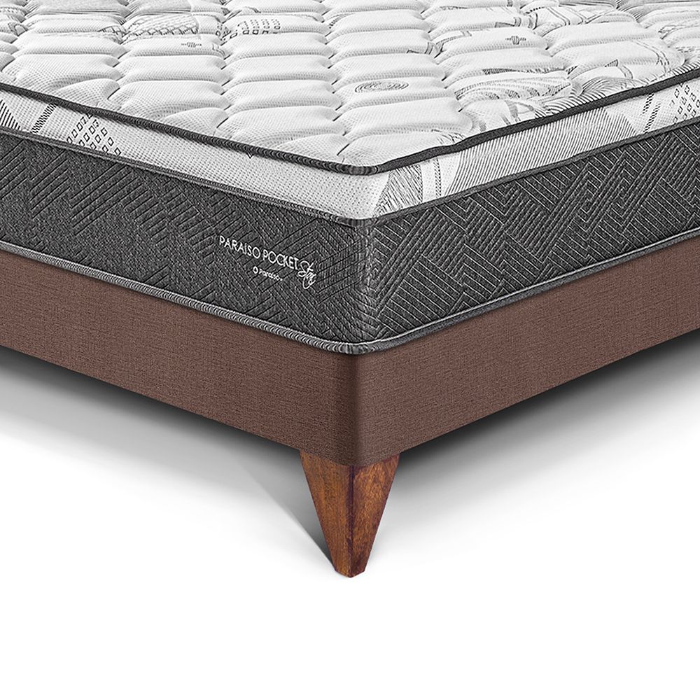 CAMA EUROPEA PARAÍSO POCKET STAR QUEEN CHOCOLATE + 2 ALMOHADAS + PROTECTOR - 2