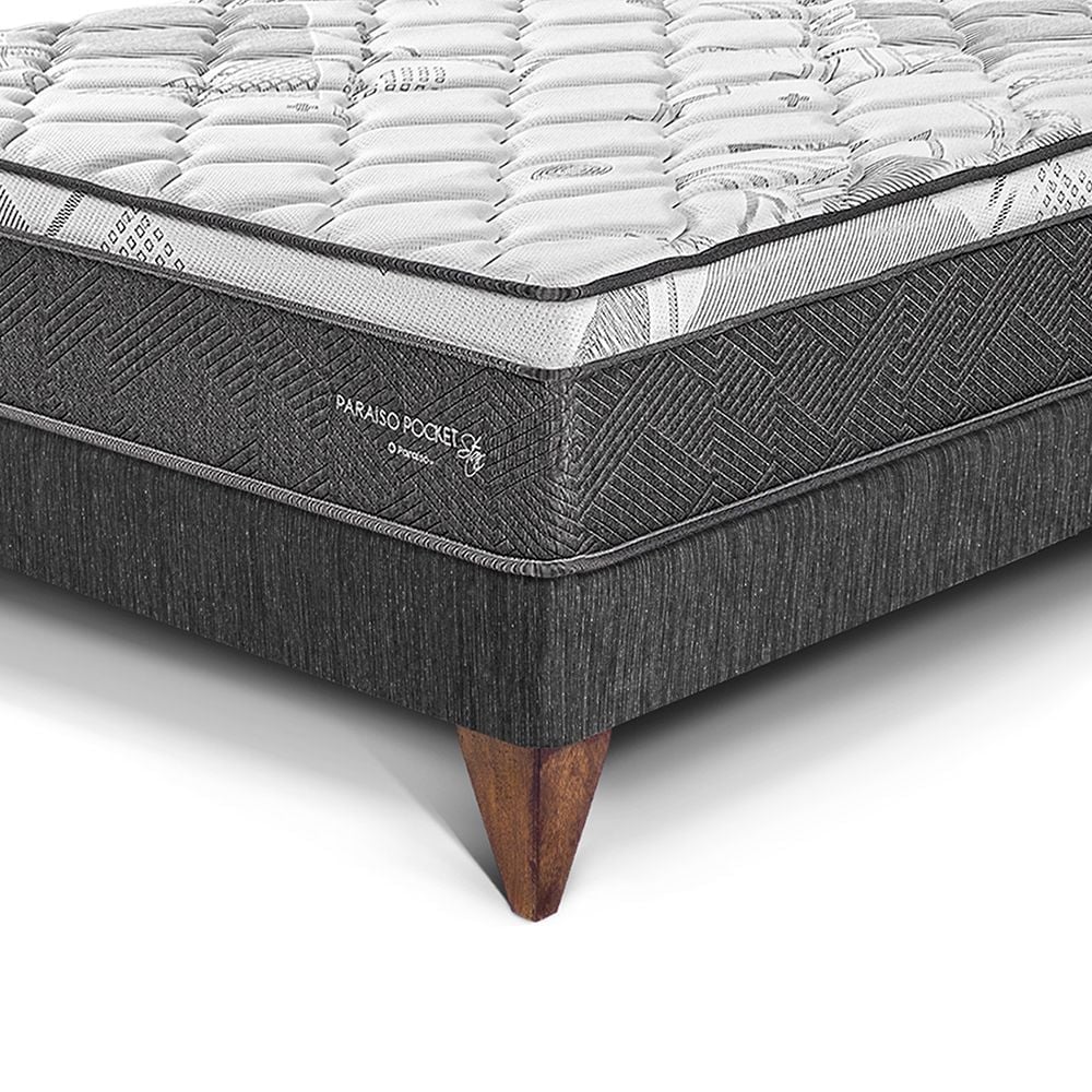 CAMA EUROPEA PARAÍSO POCKET STAR QUEEN CHARCOAL + 2 ALMOHADAS + PROTECTOR - 2