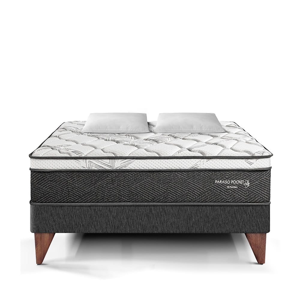 CAMA EUROPEA PARAÍSO POCKET STAR KING CHARCOAL + 2 ALMOHADAS + PROTECTOR - 3