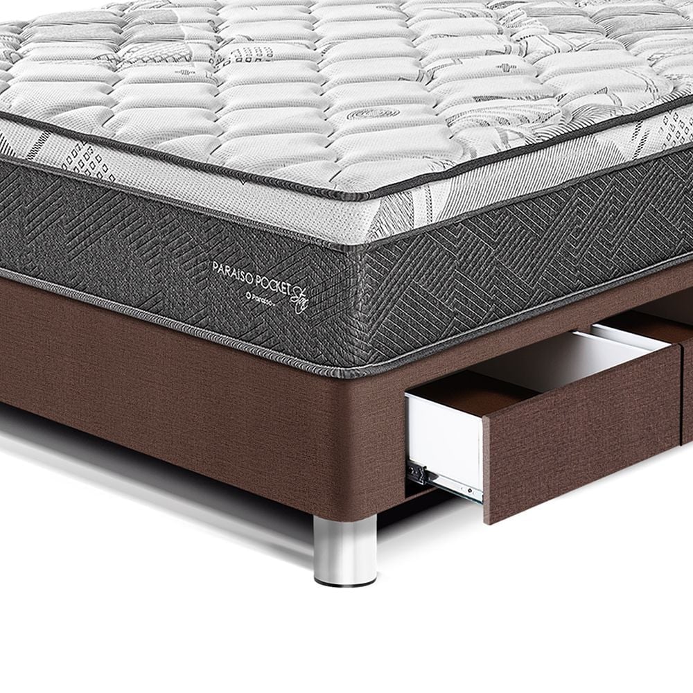 CAMA AMERICANA PARAÍSO CON CAJONES POCKET STAR 1.5 PLAZAS CHOCOLATE + 1 ALMOHADA + PROTECTOR - 2