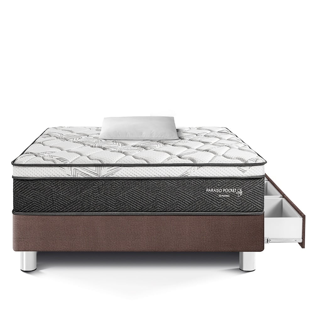 CAMA AMERICANA PARAÍSO CON CAJONES POCKET STAR 1.5 PLAZAS CHOCOLATE + 1 ALMOHADA + PROTECTOR - 3