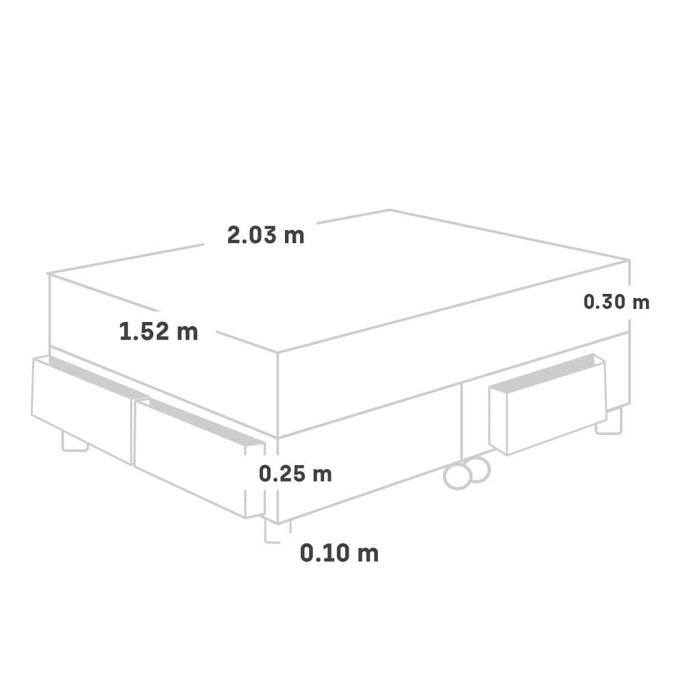 CAMA AMERICANA PARAÍSO CON CAJONES POCKET STAR QUEEN CHARCOAL + 2 ALMOHADAS + PROTECTOR - 5