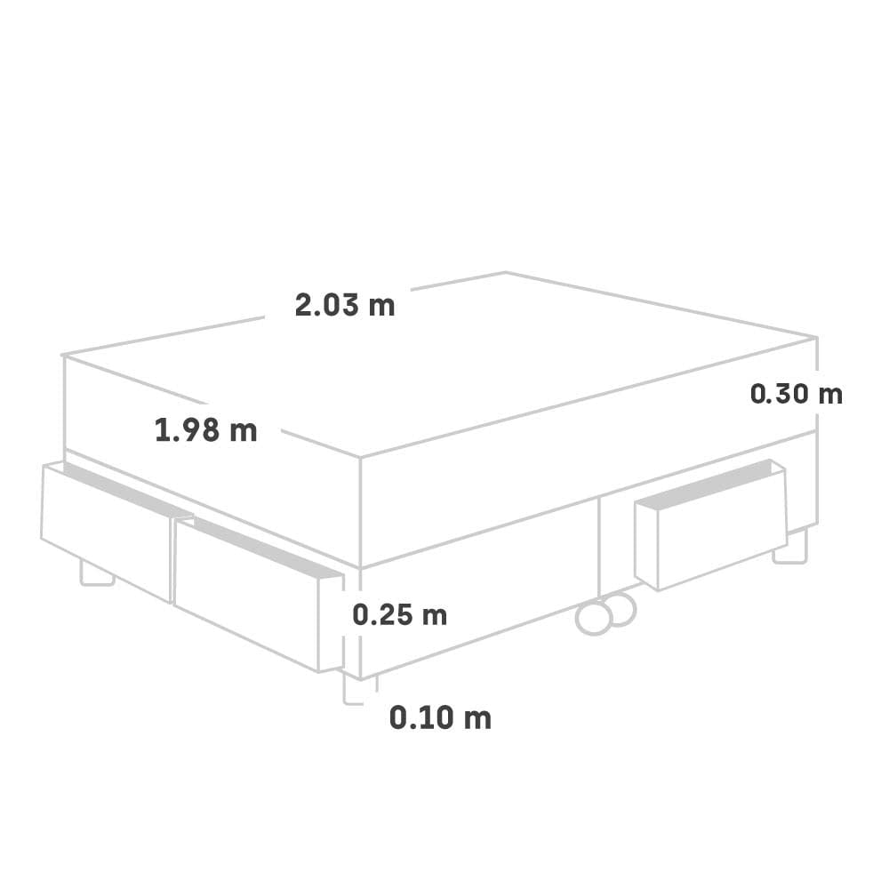 CAMA AMERICANA PARAÍSO CON CAJONES POCKET STAR KING CHARCOAL + 2 ALMOHADAS + PROTECTOR - 5