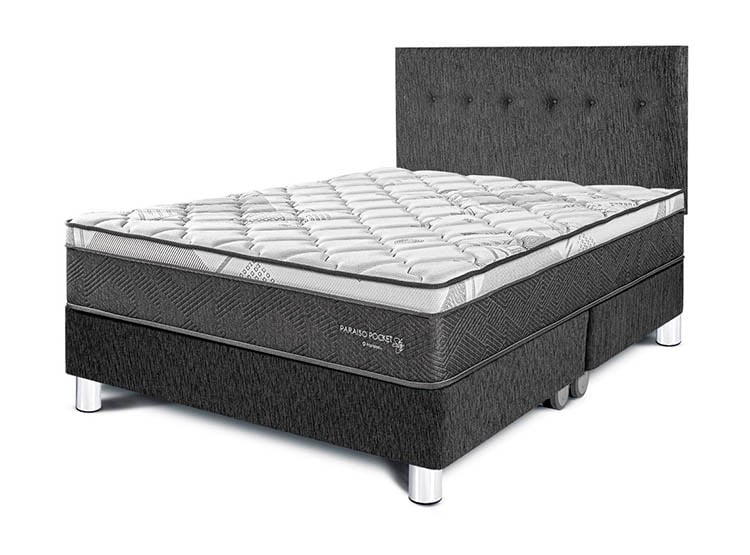 DORMITORIO PARAÍSO POCKET STAR QUEEN CHARCOAL + 2 ALMOHADAS + PROTECTOR - 1