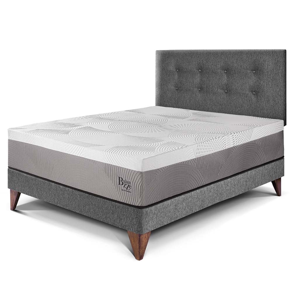 DORMITORIO EUROPEO PARAÍSO BALANZZE 1.5 PLAZAS GRIS BIPANEL + 1 ALMOHADA VISCOELÁSTICA - 1