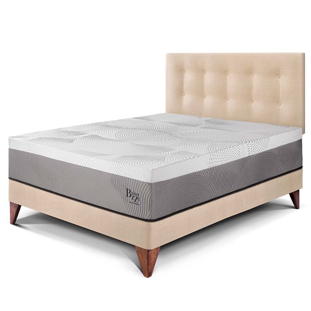 DORMITORIO EUROPEO PARAÍSO BALANZZE 2 PLAZAS CHAMPAGNE BIPANEL + 2 ALMOHADAS VISCOELÁSTICAS - 1
