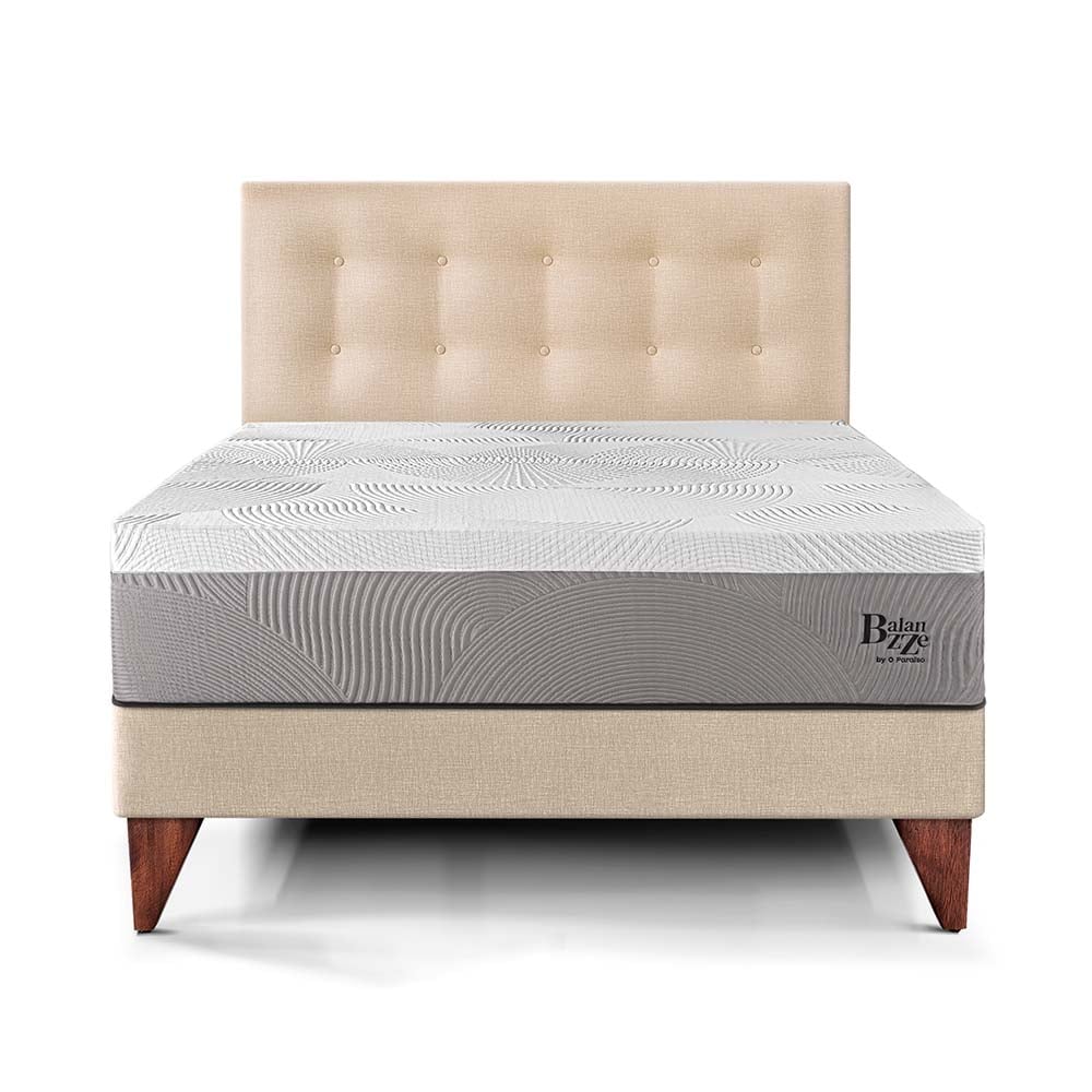 DORMITORIO EUROPEO PARAÍSO BALANZZE 2 PLAZAS CHAMPAGNE BIPANEL + 2 ALMOHADAS VISCOELÁSTICAS - 3