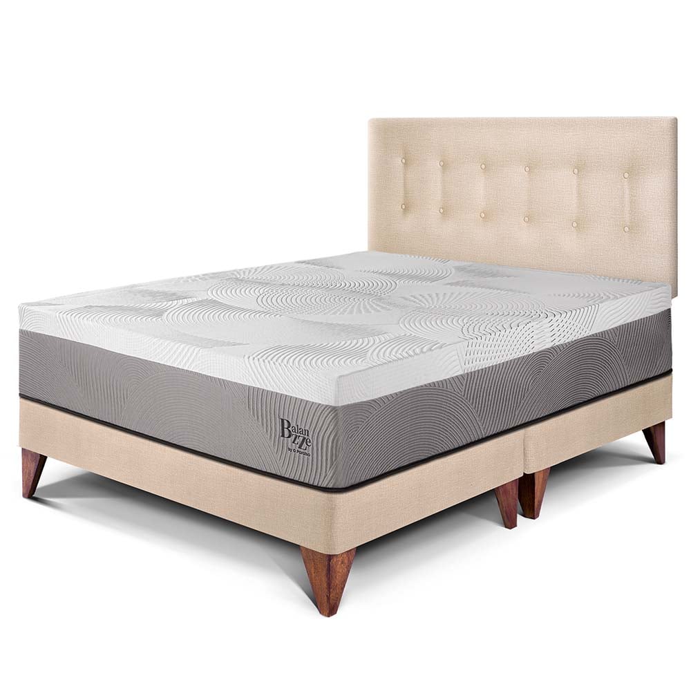 DORMITORIO EUROPEO PARAÍSO BALANZZE QUEEN CHAMPAGNE BIPANEL + 2 ALMOHADAS VISCOELÁSTICAS - 1