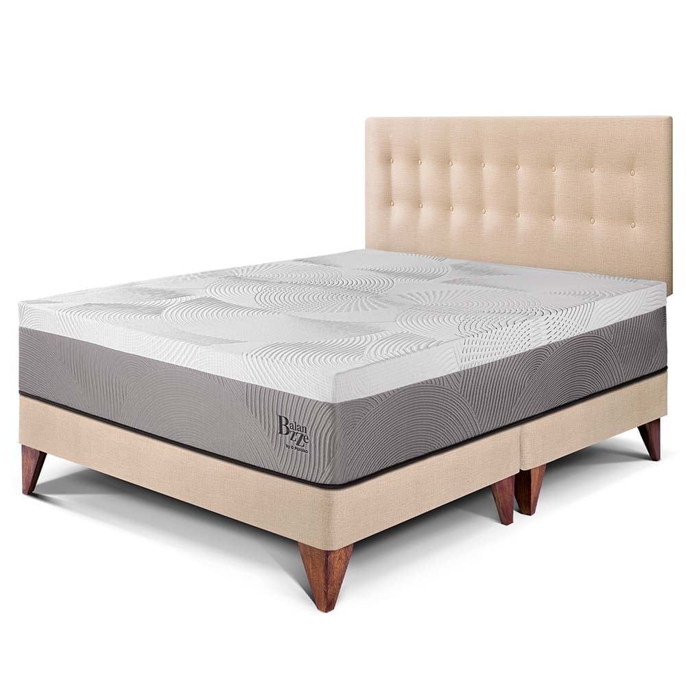 DORMITORIO EUROPEO PARAÍSO BALANZZE KING CHAMPAGNE BIPANEL + 2 ALMOHADAS VISCOELÁSTICAS - 1