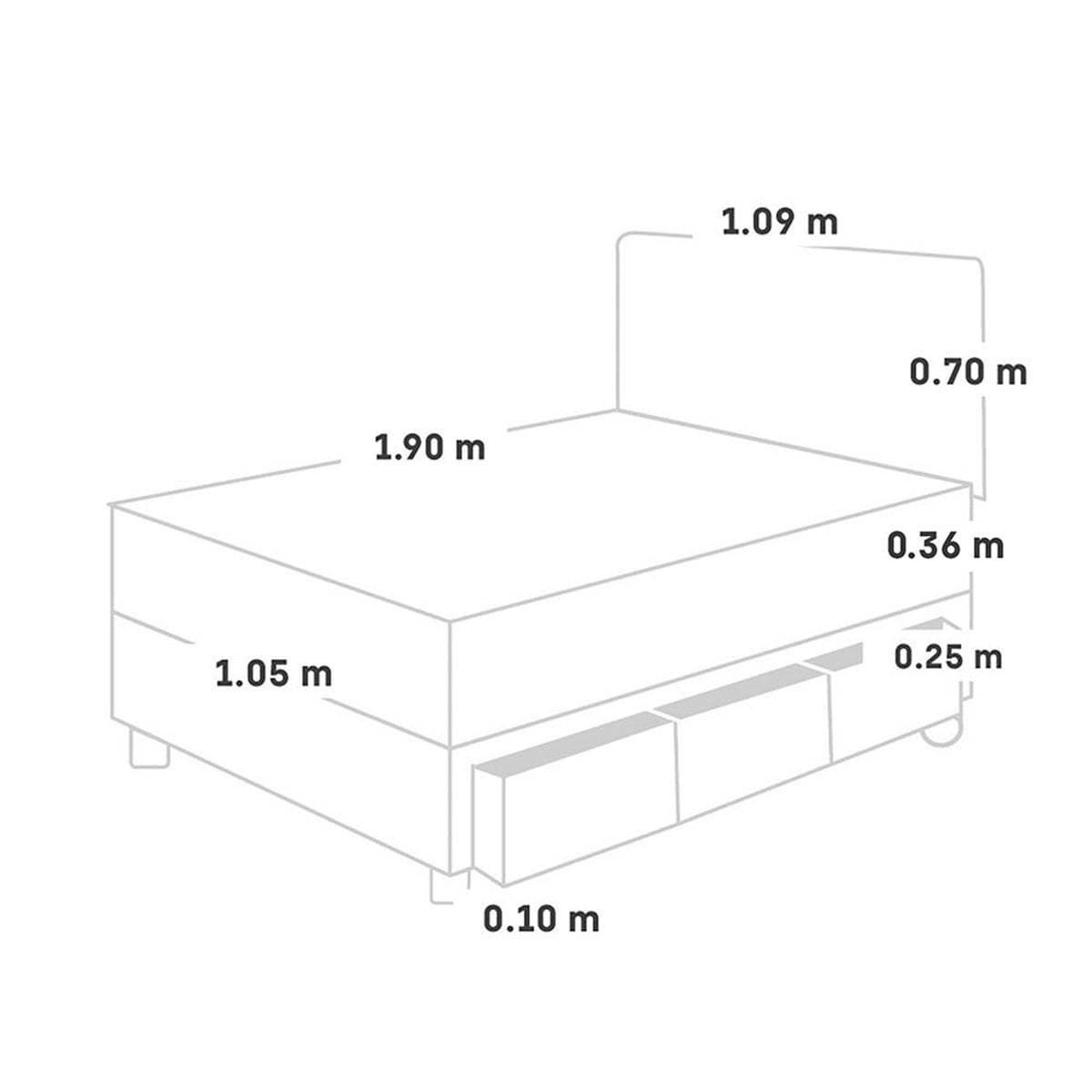 DORMITORIO CON CAJONES PARAÍSO BALANZZE 1.5 PLAZAS GRIS BIPANEL + 1 ALMOHADA VISCOELÁSTICA - 5
