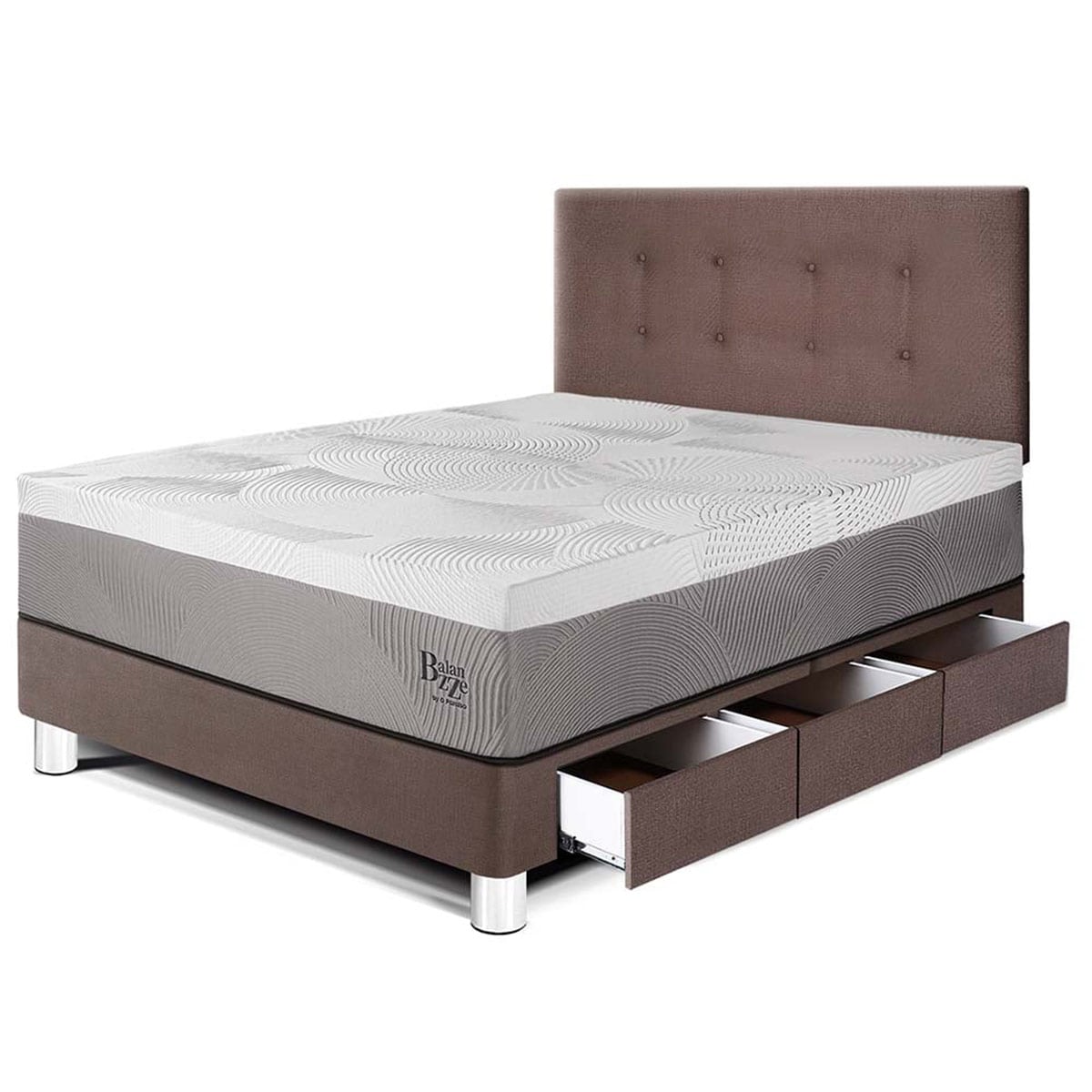 DORMITORIO CON CAJONES PARAÍSO BALANZZE 1.5 PLAZAS CHOCOLATE BIPANEL + 1 ALMOHADA VISCOELÁSTICA - 1