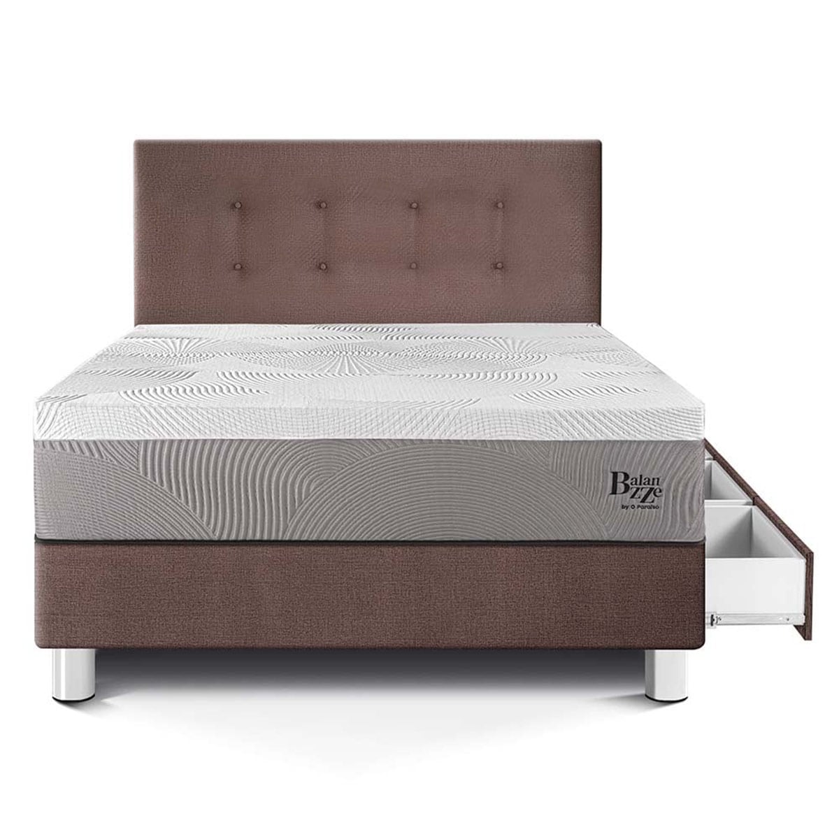 DORMITORIO CON CAJONES PARAÍSO BALANZZE 1.5 PLAZAS CHOCOLATE BIPANEL + 1 ALMOHADA VISCOELÁSTICA - 3