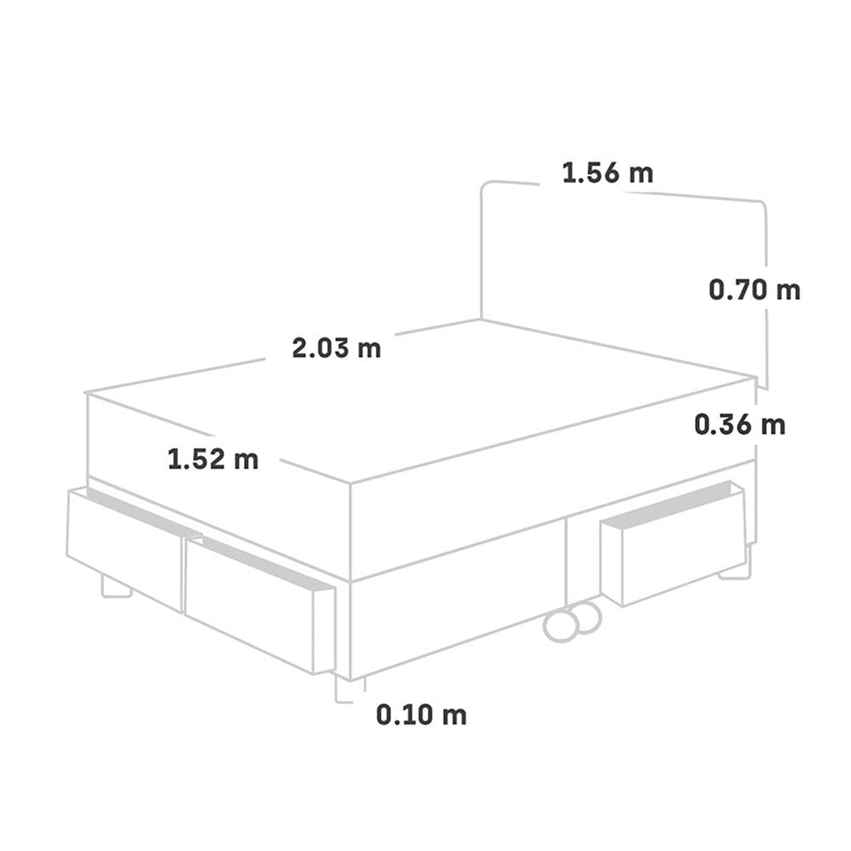 DORMITORIO CON CAJONES PARAÍSO BALANZZE QUEEN GRIS BIPANEL + 2 ALMOHADAS VISCOELÁSTICAS - 5