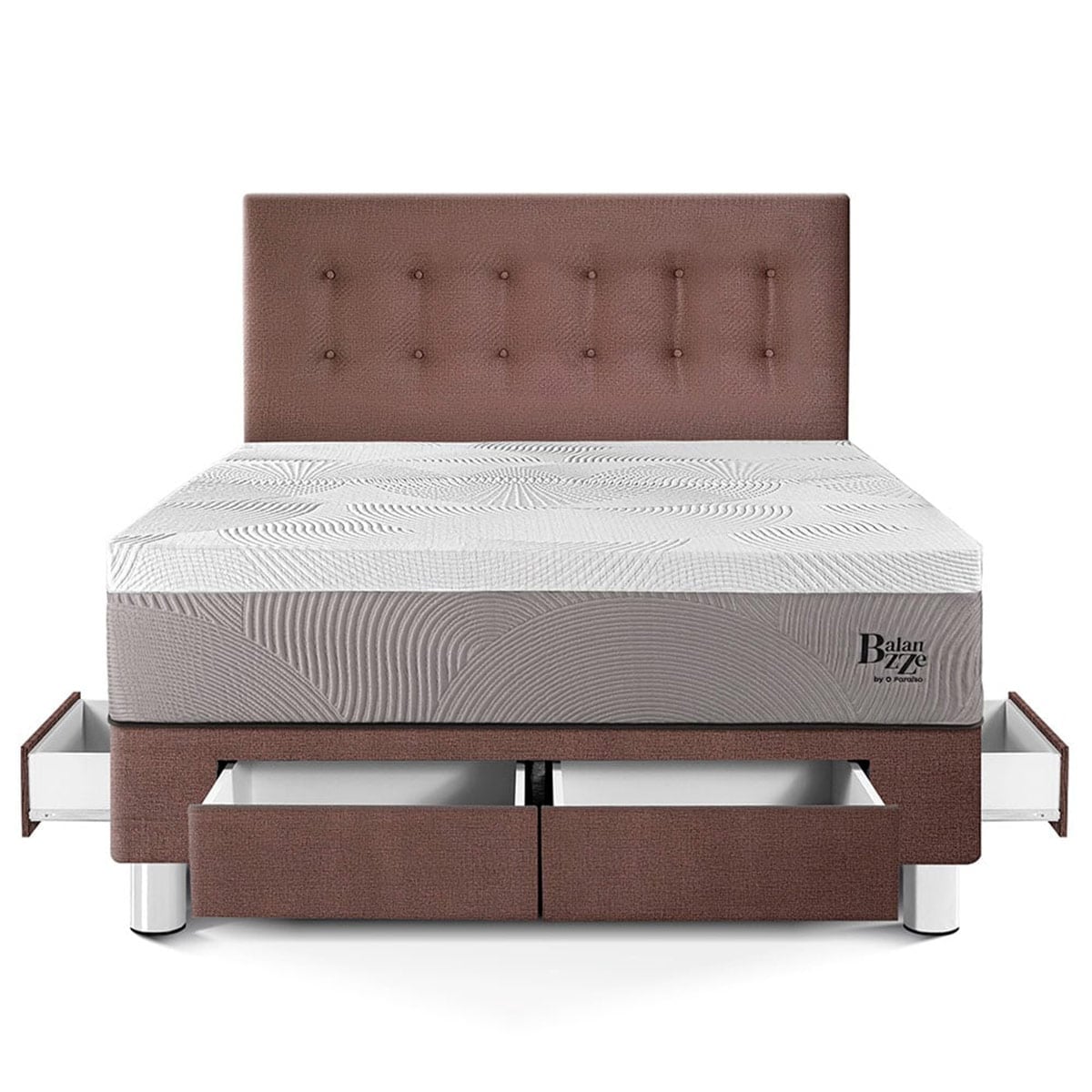 DORMITORIO CON CAJONES PARAÍSO BALANZZE QUEEN CHOCOLATE BIPANEL + 2 ALMOHADAS VISCOELÁSTICAS - 3