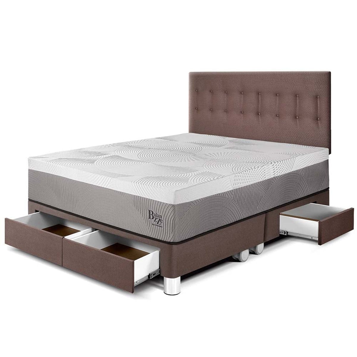 DORMITORIO CON CAJONES PARAÍSO BALANZZE KING CHOCOLATE BIPANEL + 2 ALMOHADAS VISCOELÁSTICAS - 1