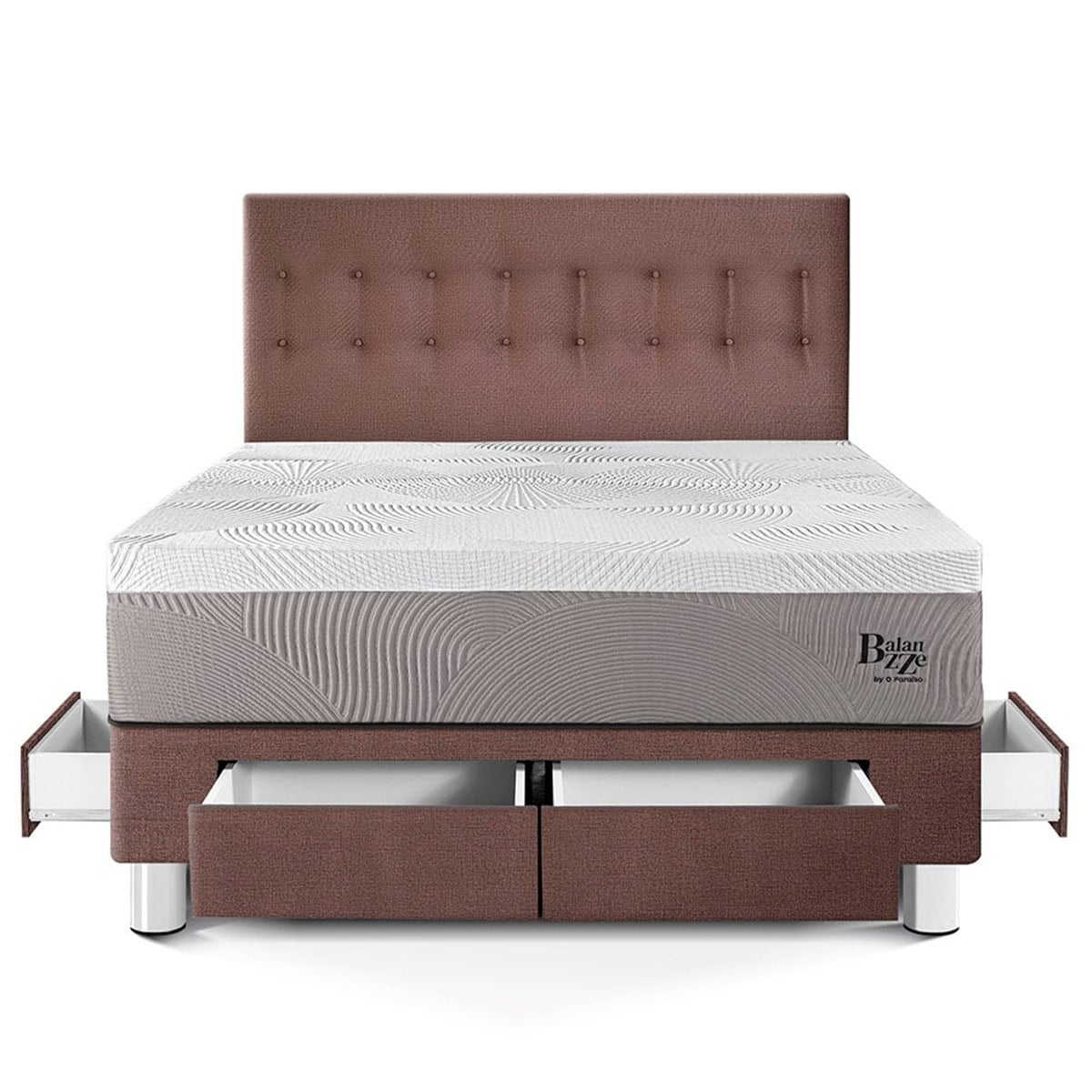DORMITORIO CON CAJONES PARAÍSO BALANZZE KING CHOCOLATE BIPANEL + 2 ALMOHADAS VISCOELÁSTICAS - 3