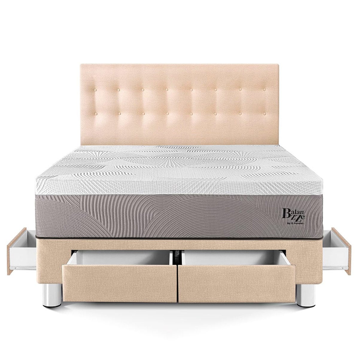 DORMITORIO CON CAJONES PARAÍSO BALANZZE KING CHAMPAGNE BIPANEL + 2 ALMOHADAS VISCOELÁSTICAS - 3