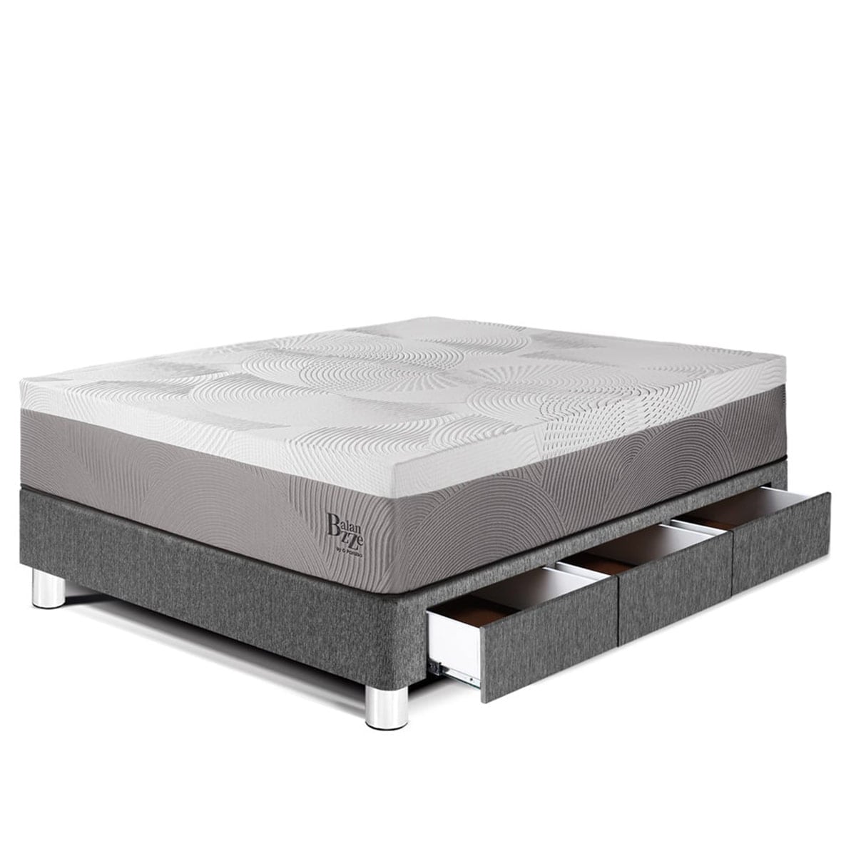 CAMA CON CAJONES PARAÍSO BALANZZE BIPANEL 1.5 PLAZAS GRIS + 1 ALMOHADA VISCOELÁSTICA - 1