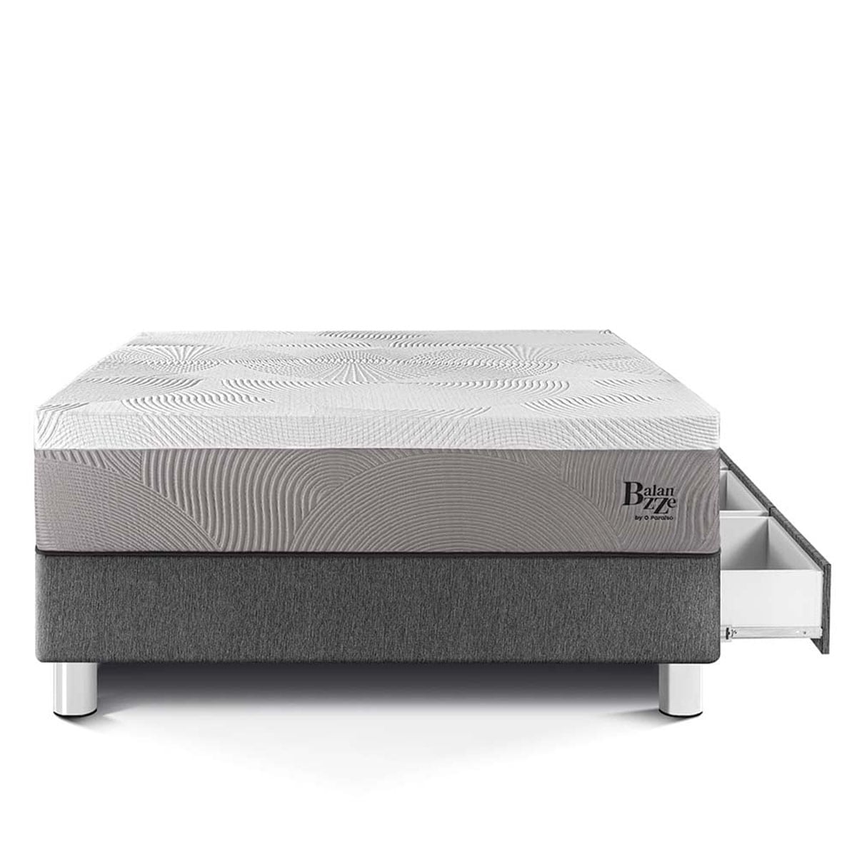 CAMA CON CAJONES PARAÍSO BALANZZE BIPANEL 1.5 PLAZAS GRIS + 1 ALMOHADA VISCOELÁSTICA - 3