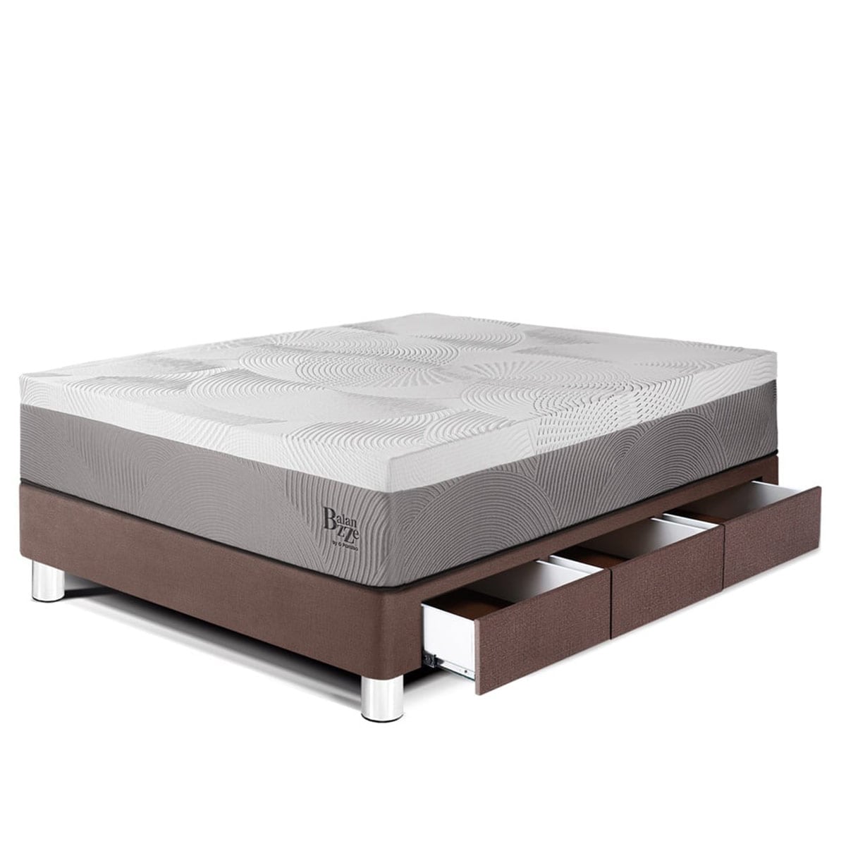 CAMA CON CAJONES PARAÍSO BALANZZE BIPANEL 1.5 PLAZAS CHOCOLATE + 1 ALMOHADA VISCOELÁSTICA - 1