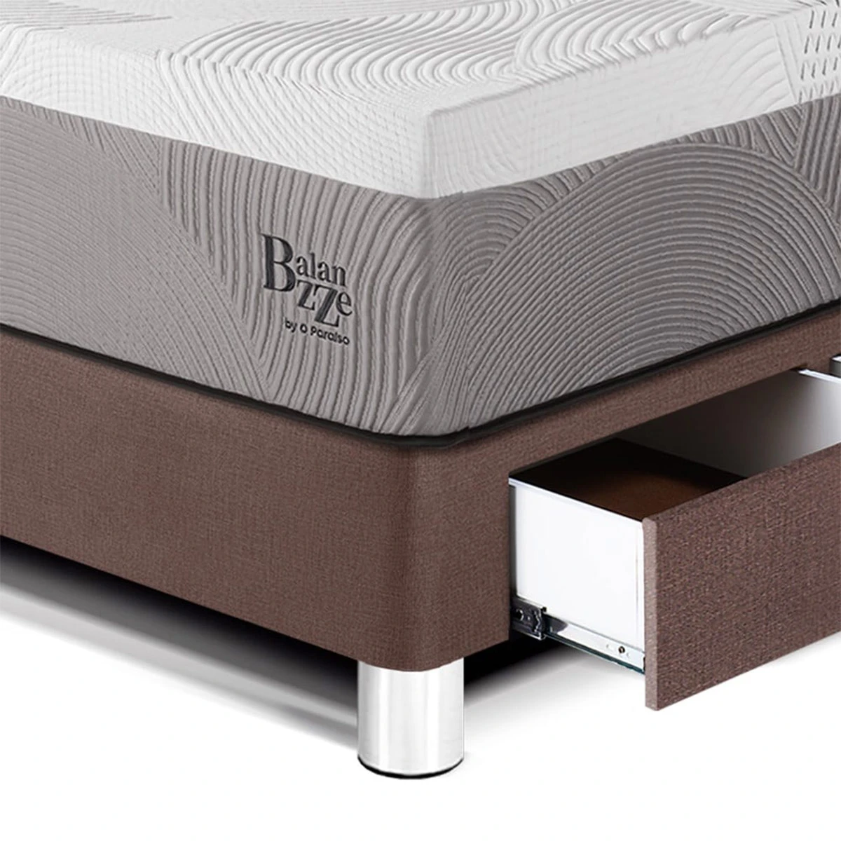 CAMA CON CAJONES PARAÍSO BALANZZE BIPANEL 1.5 PLAZAS CHOCOLATE + 1 ALMOHADA VISCOELÁSTICA - 2