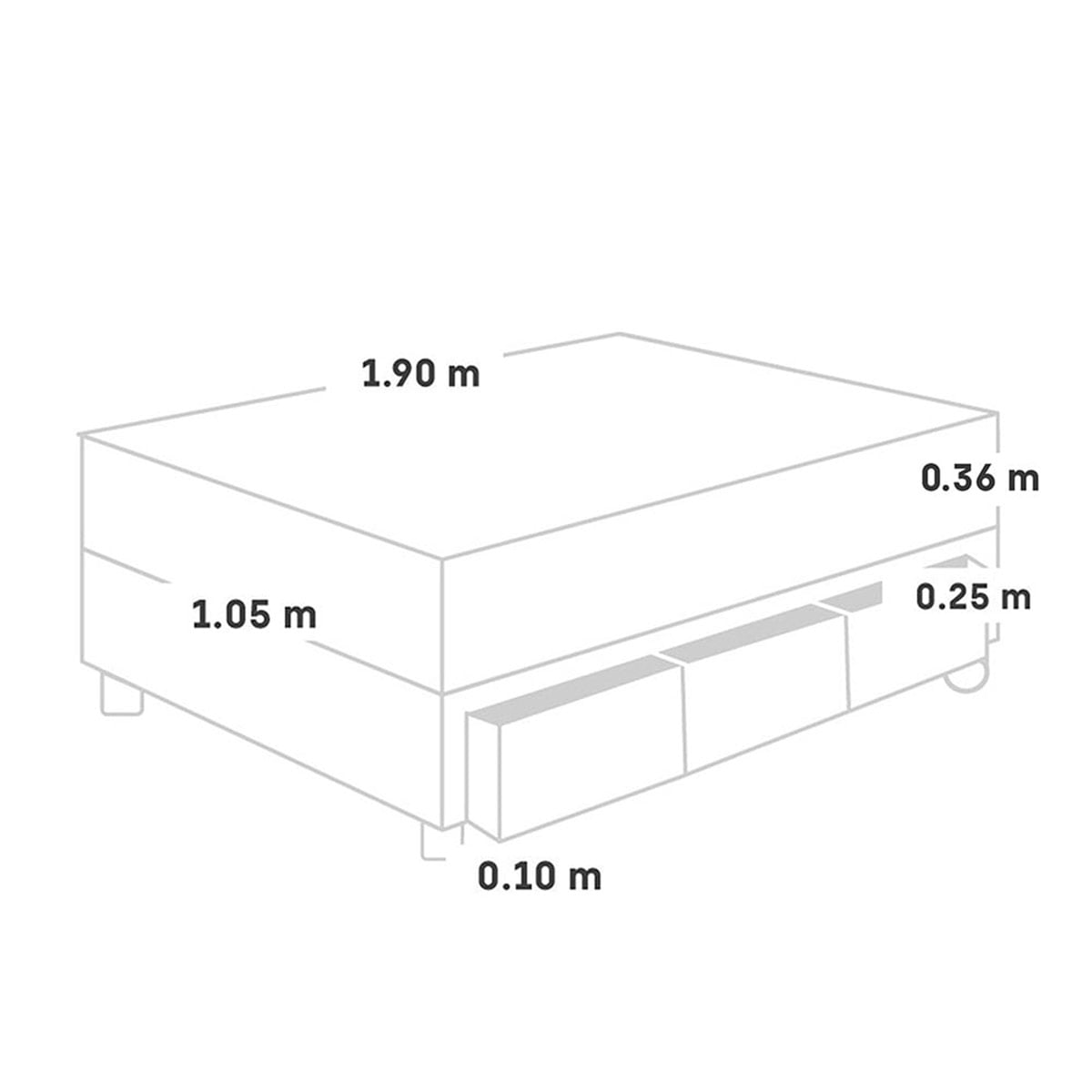 CAMA CON CAJONES PARAÍSO BALANZZE BIPANEL 1.5 PLAZAS CHOCOLATE + 1 ALMOHADA VISCOELÁSTICA - 5