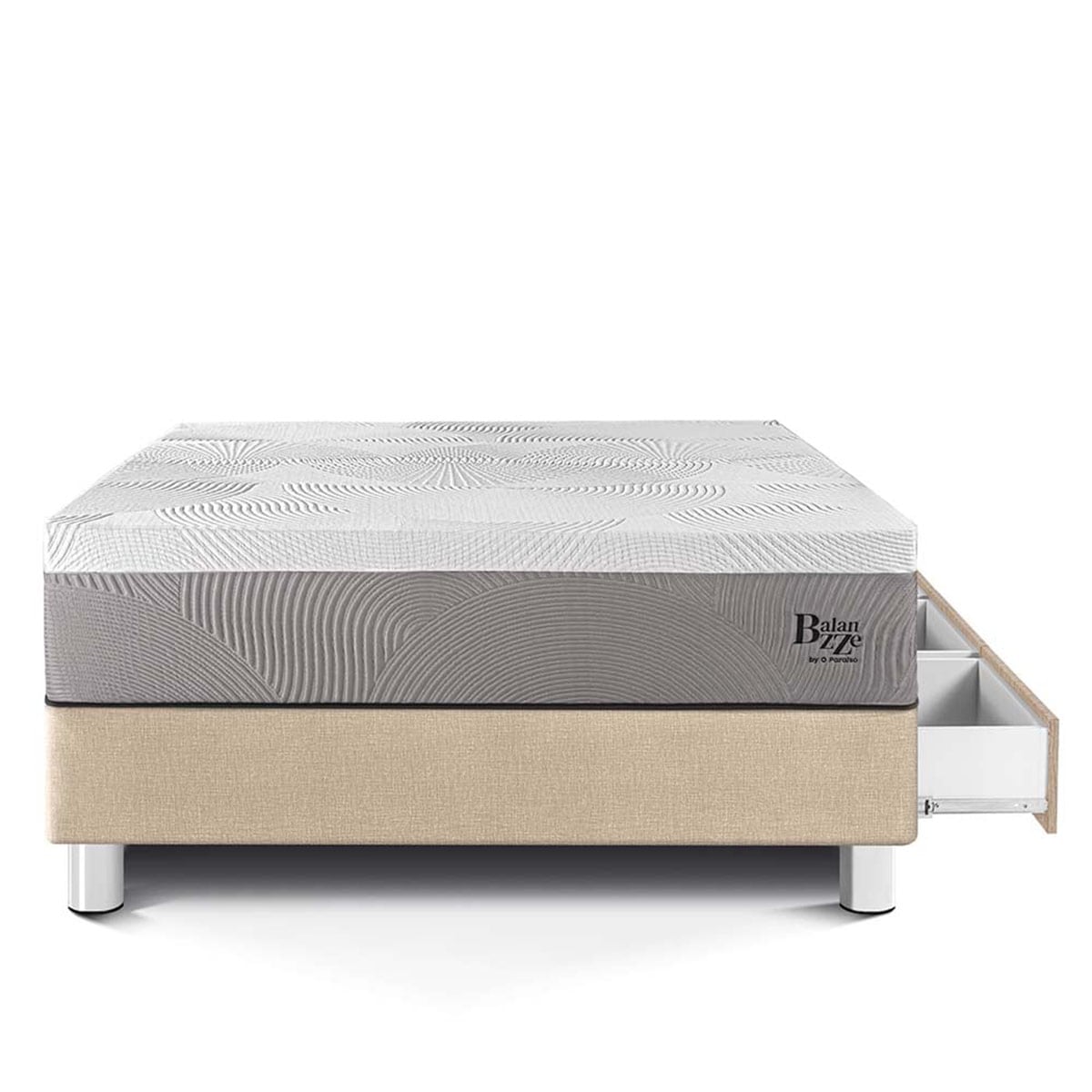 CAMA CON CAJONES PARAÍSO BALANZZE BIPANEL 1.5 PLAZAS CHAMPAGNE + 1 ALMOHADA VISCOELÁSTICA - 3