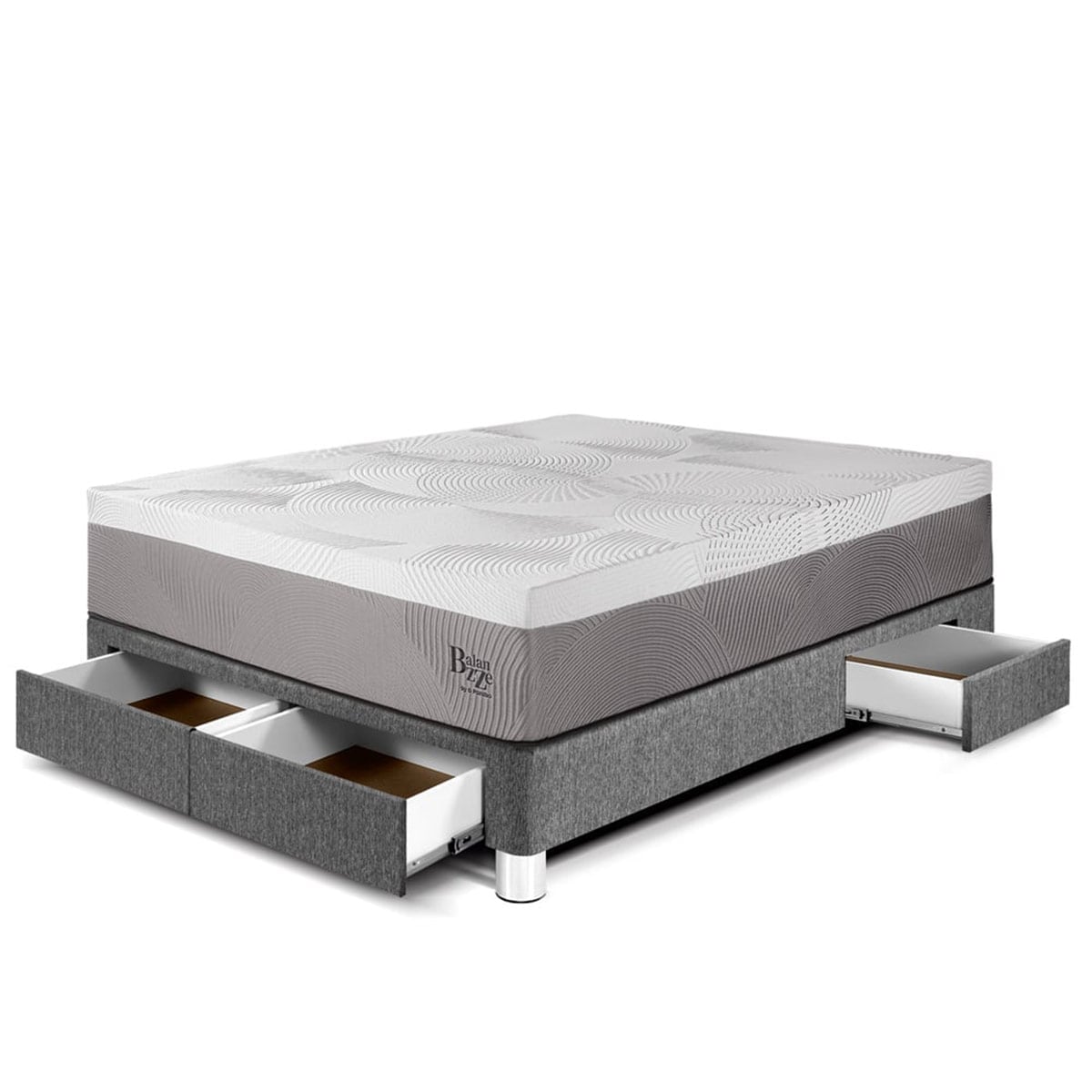 CAMA CON CAJONES PARAÍSO BALANZZE BIPANEL 2 PLAZAS GRIS + 2 ALMOHADAS VISCOELÁSTICAS - 1