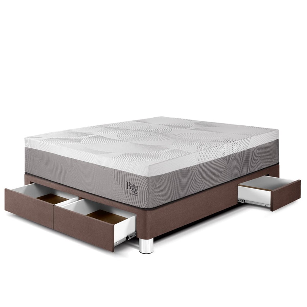 CAMA CON CAJONES PARAÍSO BALANZZE BIPANEL 2 PLAZAS CHOCOLATE + 2 ALMOHADAS VISCOELÁSTICAS - 1