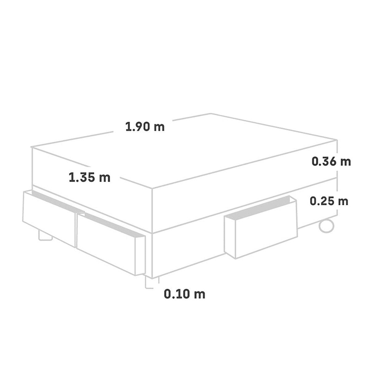 CAMA CON CAJONES PARAÍSO BALANZZE BIPANEL 2 PLAZAS CHOCOLATE + 2 ALMOHADAS VISCOELÁSTICAS - 5