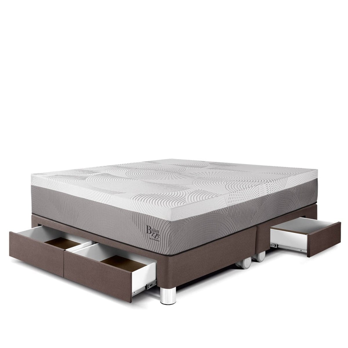 CAMA CON CAJONES PARAÍSO BALANZZE BIPANEL QUEEN CHOCOLATE + 2 ALMOHADAS VISCOELÁSTICAS - 1