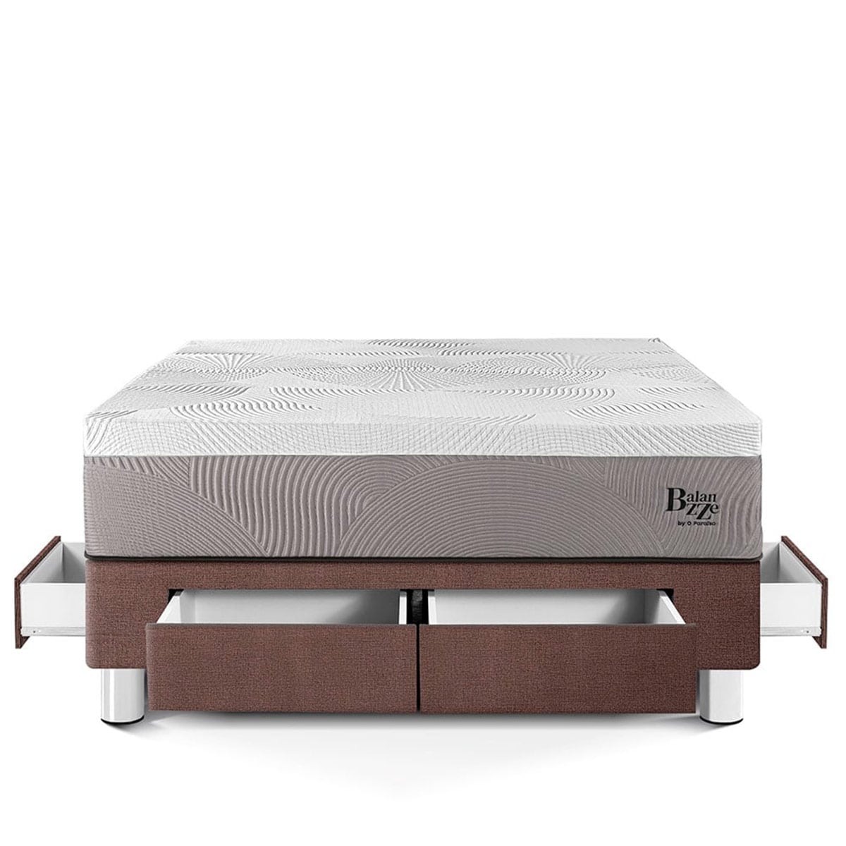CAMA CON CAJONES PARAÍSO BALANZZE BIPANEL QUEEN CHOCOLATE + 2 ALMOHADAS VISCOELÁSTICAS - 3