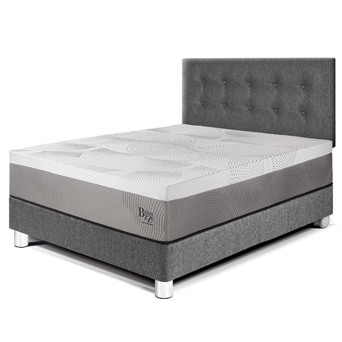 DORMITORIO PARAÍSO BALANZZE 2 PLAZAS GRIS BIPANEL + 2 ALMOHADAS VISCOELÁSTICAS - 1