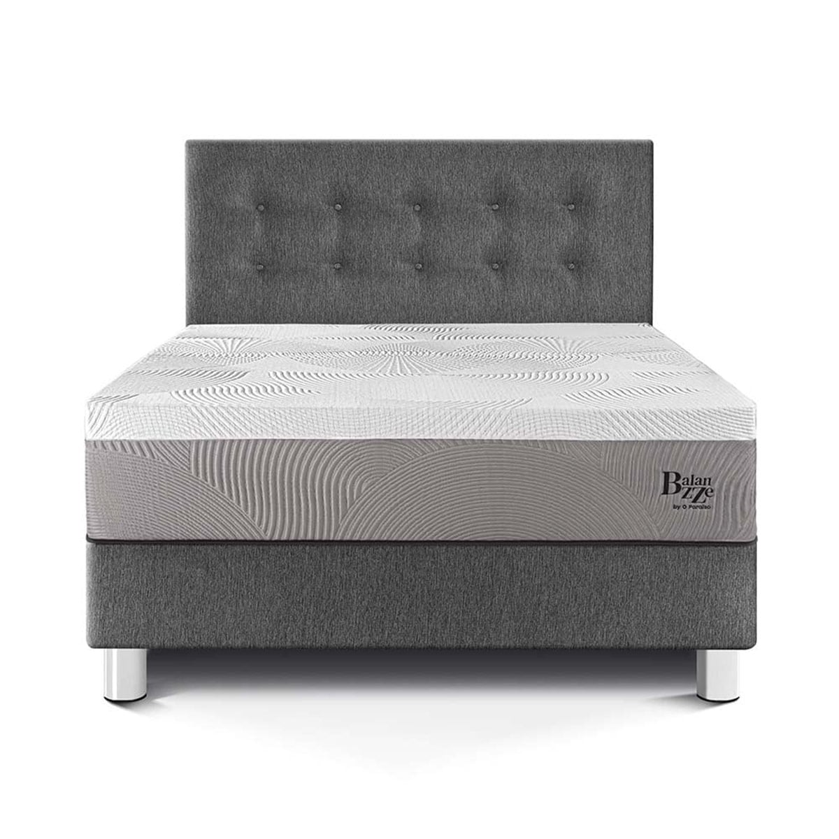 DORMITORIO PARAÍSO BALANZZE 2 PLAZAS GRIS BIPANEL + 2 ALMOHADAS VISCOELÁSTICAS - 3