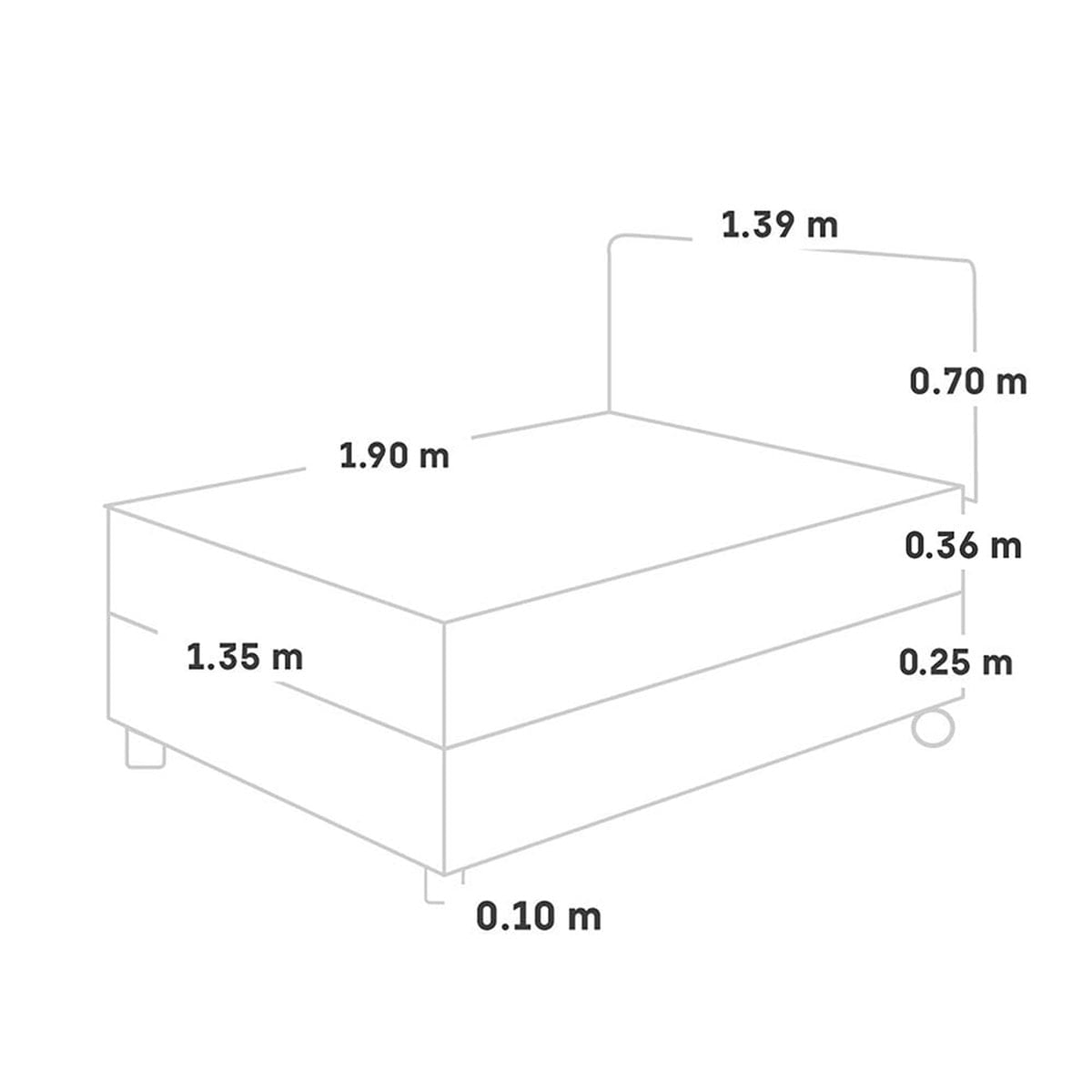 DORMITORIO PARAÍSO BALANZZE 2 PLAZAS GRIS BIPANEL + 2 ALMOHADAS VISCOELÁSTICAS - 5